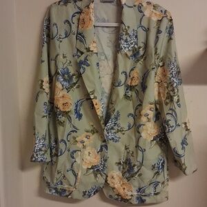 Light Green Floral Women's Blazer Jacket